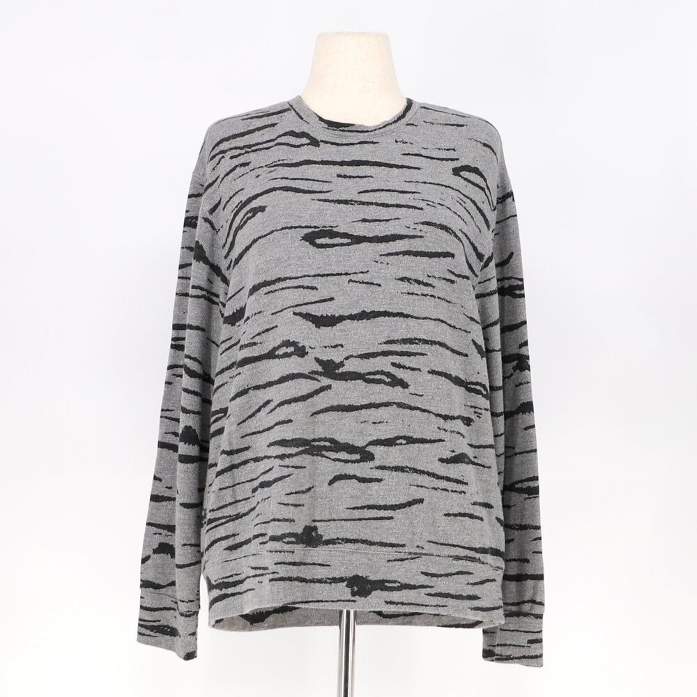 MONROW Soft Gray Tiger Stripe Sweater Size L